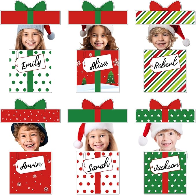 30 Pack Christmas Bulletin Board Decoration Set Gift Boxes Cutouts for Classroom Decorations Name Labels Paper Cutouts for School Home Holiday Chalkboard Wall Door Supplies