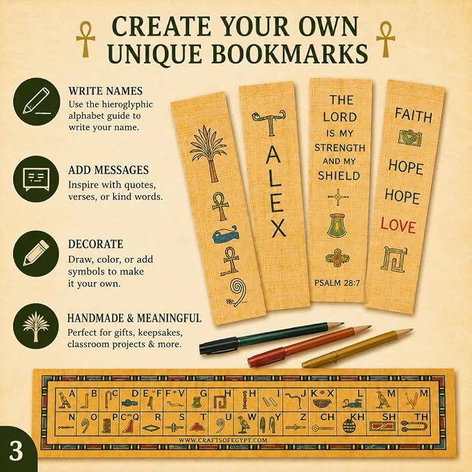 10 Egyptian Papyrus Paper Blank Bookmarks for Art Projects and Schools 7.2 x2.0 inch (5x18 cm) by CraftsOfEgypt