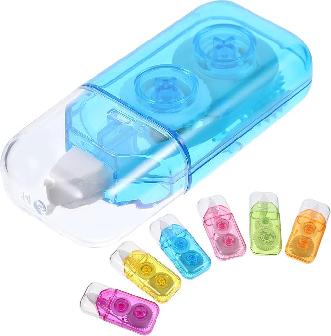 SEWACC 6pcs Mini Portable Correction Tapes for Students, Small Adhesive Writing Corrector, Rainbow Colors, Classroom Study Tools for School and Office Use