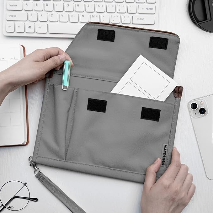 Mayplous A5 Conference Folder Business Organiser Bag Notepad Carrying Case Document Case A5 Portfolio Organiser Portfolio Binder with Zip (Smoke Grey)