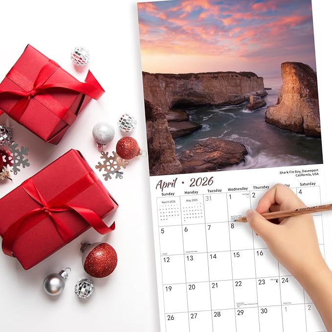 2026 Wall Calendar,Islands Monthly Wall Calendar, 12" x 24" Open,Family Planner Calendar,Home & Office Organizer,Hangable