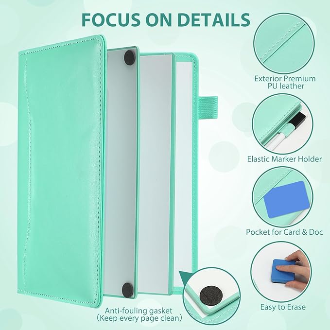 Feifeiya 6 Sides Dry Erase Whiteboard Notebook Portable Notebook White Boards 6"x9"(a5) Small Folding Whiteboard Anti-ghosting Surface, Travel Dry Erase Mini White Board for Office, School, Study