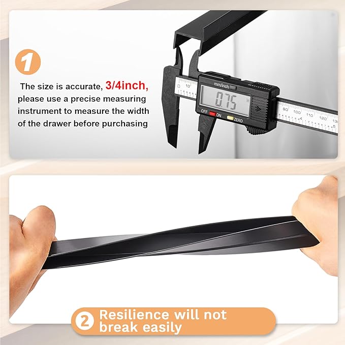 Tenare 4 Pieces Hanging File Rails PVC Black File Rails Hanging System Keeping Your Folders Neat and Organized(3/4 Inch Drawer Sides 15.8 Inch Long)