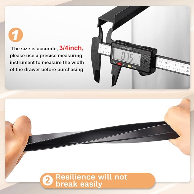 Tenare 4 Pieces Hanging File Rails PVC Black File Rails Hanging System Keeping Your Folders Neat and Organized(3/4 Inch Drawer Sides 15.8 Inch Long)