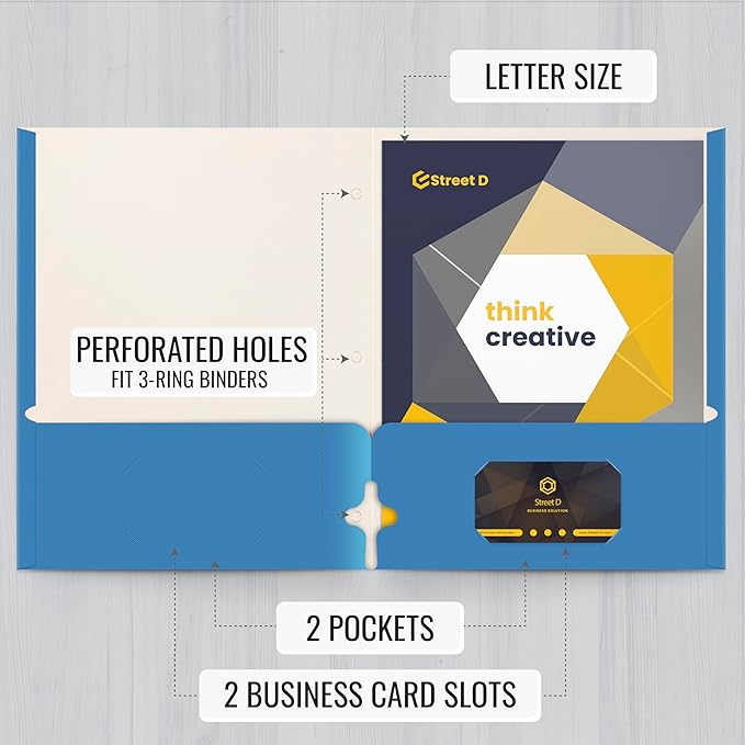 Better Office Products Two Pocket Portfolio Folders, 50-Pack, Light Blue, Letter Size Paper Folders, 50 Pieces, Lt. Blue