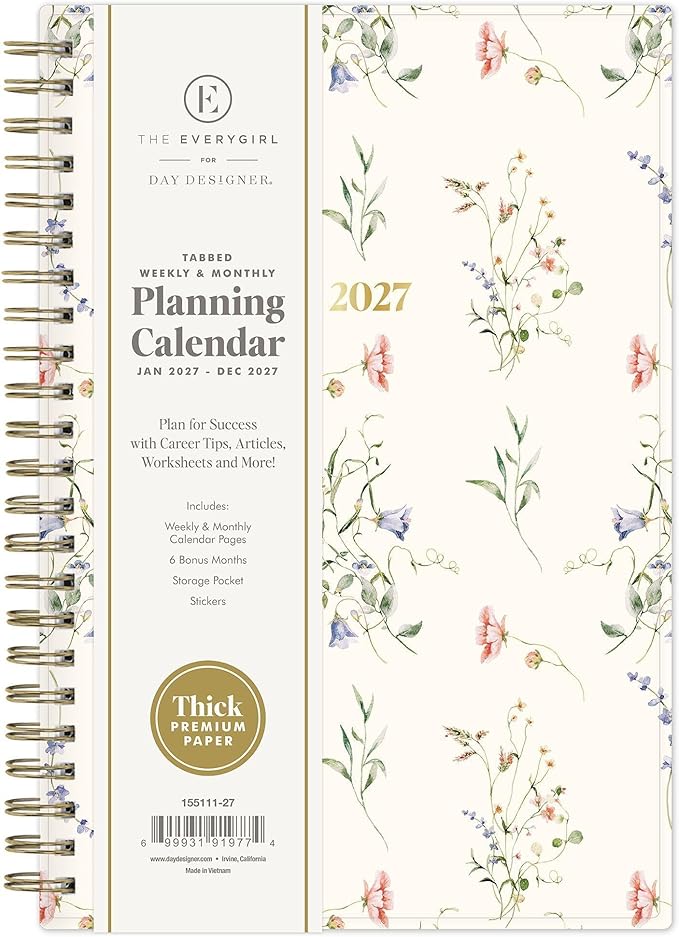 Blue Sky The Everygirl 2027 Weekly and Monthly Planner Calendar, January 2027 - December 2027, 5" x 8", Flexible Cover, Durable Twin Wire Binding, Storage Pocket, Includes Stickers, Marisa