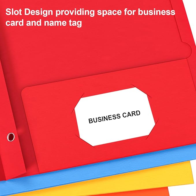 HABGP Two Pocket Folders with Prongs, 5 Pack Paper Folders with Pockets and 3 Prongs Fit Letter Size Paper, for Organizing Files in School, Office & Business (Assorted 5 Colors)