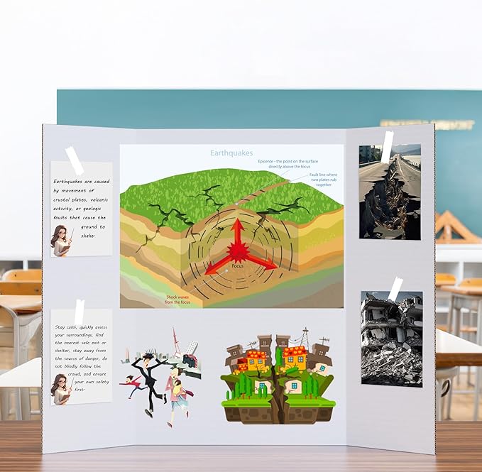Ndsox 2 Pack 36" x 48" White Trifold Poster Board Large Corrugated Tri Fold Business Presentation Boards Picture Posterboard for Science Fairs, School Projects, Event Displays, Art Exhibitions