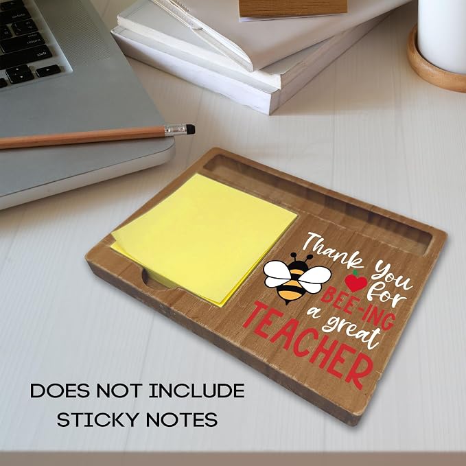 Inspirational Teacher Office Desk Decor Gifts, 4x6 Inch Wooden Desk Note Pen Holder, Appreciation Quotes Decor for Office, Thank You Teachers Day Gifts for Teachers-A20