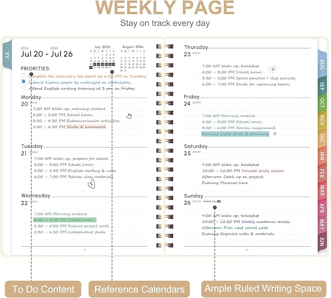 Planner 2026-2027, Weekly and Monthly Academic Planner, July 2026 - June 2027, Hardcover Calendar Agenda Book for School Year Planning, School Supplies for Teacher and Student, Letter Size(8.5'' x 11'')