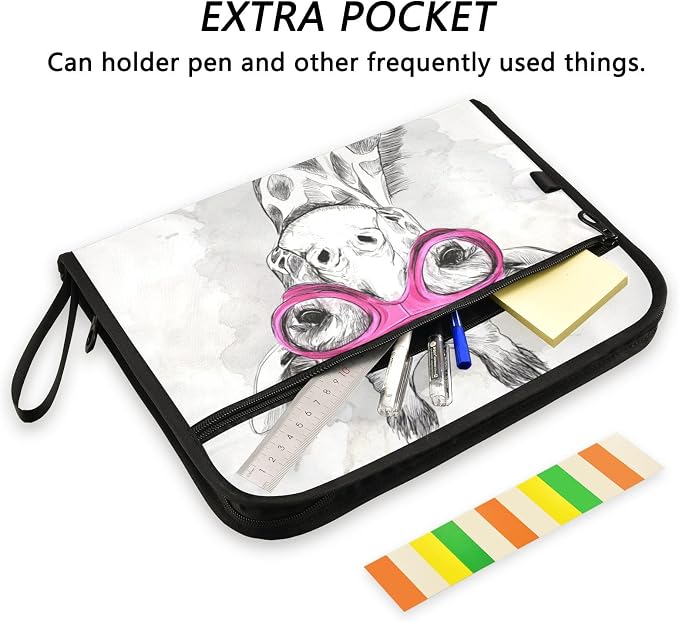 Giraffe with Goggles Accordion File Organizer Expanding Document Folder with 13 Pockets Portable File Folder for A4 Letter Size