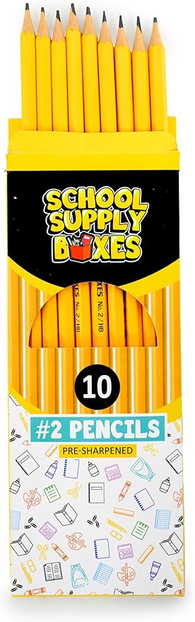 School Supply Boxes | 10 ct. Wooden Pencil Pack | 24 Packs | Pre-Sharpened No. 2 Wooden Pencils | 240 Total Pencils