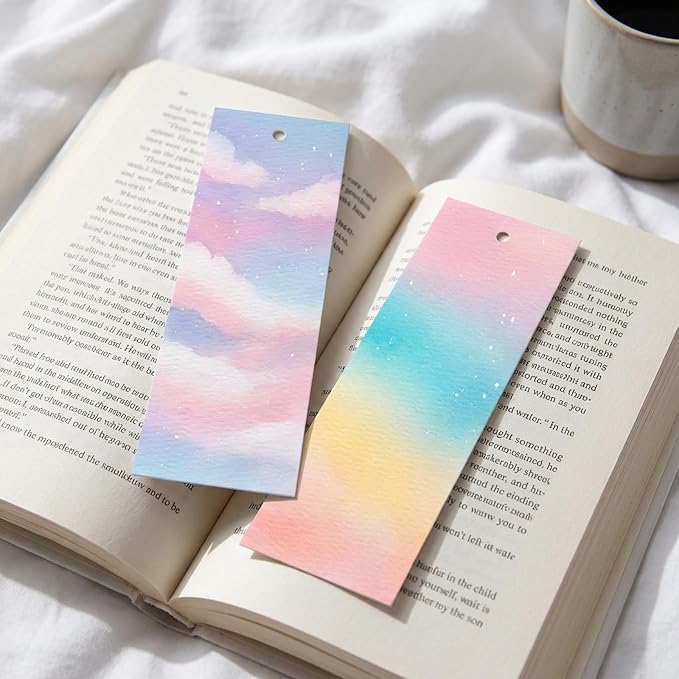 60 Pcs Watercolor Paper Blank Bookmarks with Hole 140 lb/300 GSM Watercolor Bookmarks for DIY Classroom Projects Crafts and Gift Tags 5.9 x 2 Inches