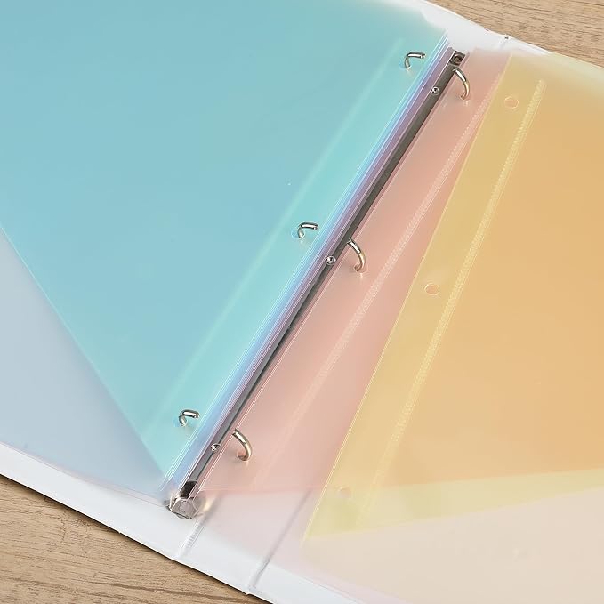Mr. Pen Binder Dividers with 8-Tab, Pastel Colors, 3 Ring Binder with Tabs and Pockets (Pack of 2)