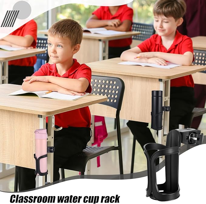 12 Pcs Water Bottle Holder Anti-Spill 360° Rotating for Desk Chair Classroom Office, Chair Pocket Attachment Back to School Gift Cup Organizer for Coffee Drinks