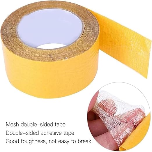 2Pack Double Sided Tape Heavy Duty, 1Inch x 33FT(10m), High Adhesive Strength Mesh Double-Sided Duct Tape, Double Sided Fabric Tape Heavy Duty for Walls, Carpet Tape for Area Rugs
