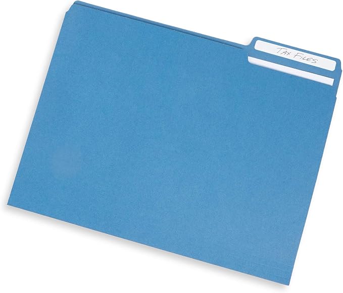 Blue Summit Supplies Blue File Folders - Letter Size, 1/3 Cut Tabs, Durable 11pt Paper, Uncoated Blue Paper, Colorful Folders for Office & Home Organization