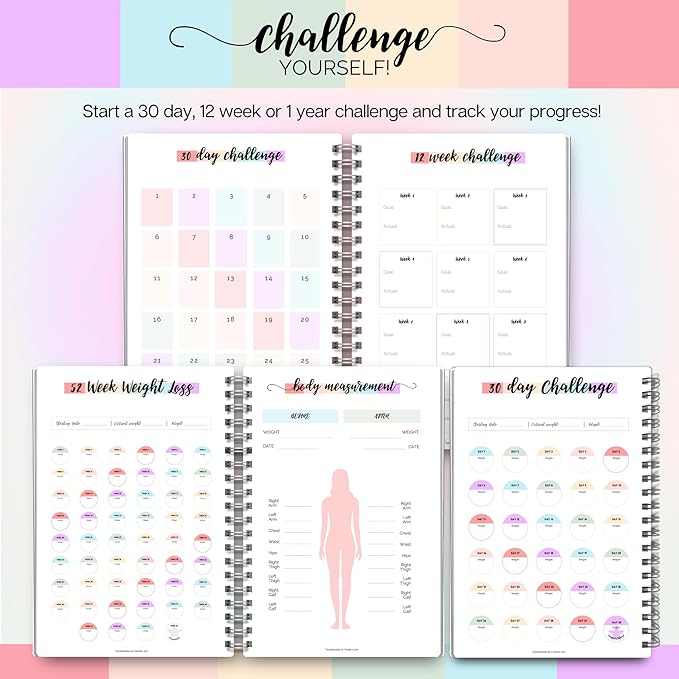 12 Month Weight Loss Journal | Pounds Lost & Body Measurements Tracker - A5 (Rainbow)