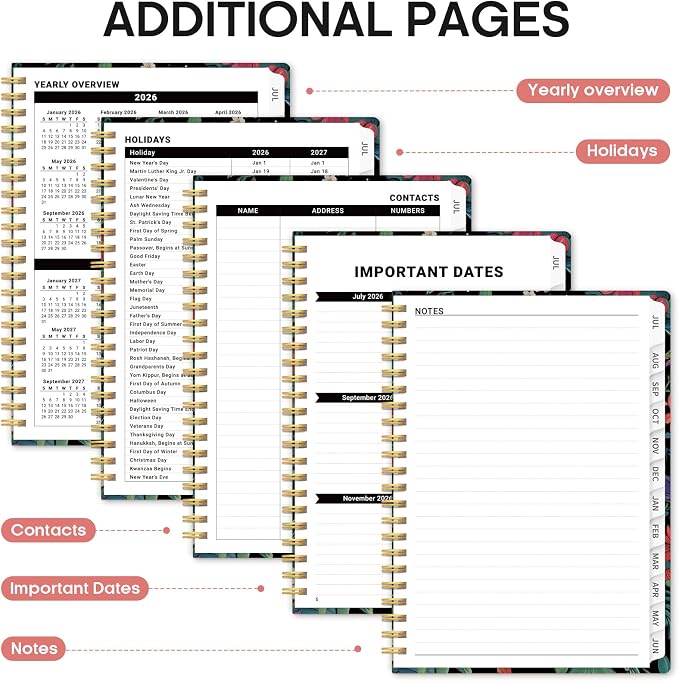 Planner 2026–2027, Academic Year Monthly & Weekly Calendar Book, Jul 2026–Jun 2027, Hardcover Organizer with Tabs, Student & Teacher Planner, 6.3" x 8.5", Hummingbird