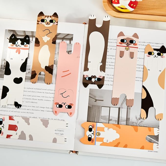 30Pcs Cat Bookmarks, Cute Paper Book Marks for Reading Kids, Double-Print Bookmark for Book Lovers, Student, Girls, Boys, Classroom
