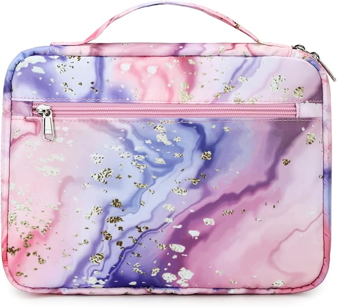 Bible Covers for Women Bible Case Girls Bible Bags Kids Scripture Carrying Case with Handle Pockets，Bible Book Carrying Case (Pink-Marble)