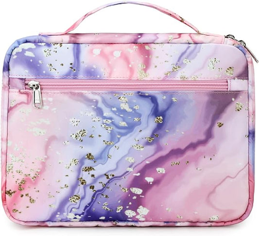 Bible Covers for Women Bible Case Girls Bible Bags Kids Scripture Carrying Case with Handle Pockets，Bible Book Carrying Case (Pink-Marble)