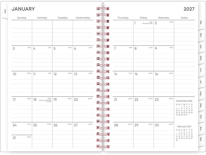 Blue Sky 2027 Weekly and Monthly Planner Calendar, January 2027 - December 2027, 5" x 8", Flexible Frosted Cover, Laminated Tabs, Durable Twin Wire Binding, Joselyn