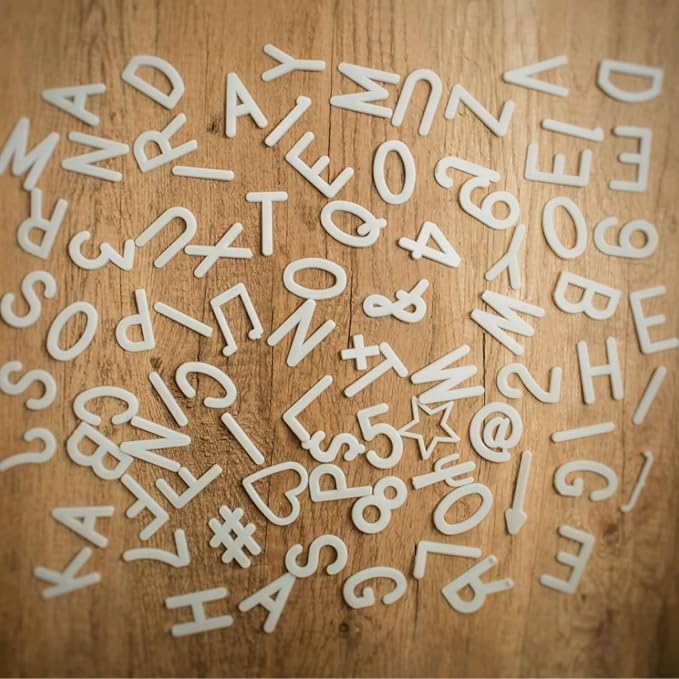 2 Inch Letters for Letter Board (Board Not Included), 93 Pieces Including Characters, Numbers & Symbols, Large Black Plastic Letters for Changeable Message Board Signs, Letters Only (white)