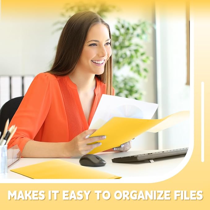 Henoyso 18 Pack Yellow Plastic Folders with Clear Front Pockets Heavy Duty File Folders with 2 Pockets and Card Slot for Student Communication School Office Presentation Report
