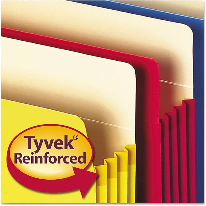Smead File Pocket, Straight-Cut Tab, 3-1/2" Expansion, Legal Size, Assorted Colors, 5 per Pack (74892)