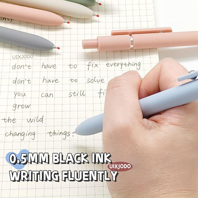 UIXJODO Gel Pens, 10Pcs 0.5mm Black Ink Pens Fine Point Smooth Writing Pens, High-End Series Retractable Pens for Journaling Note Taking, Cute Office School Supplies Gifts for Women (10 Pcs Morandi)