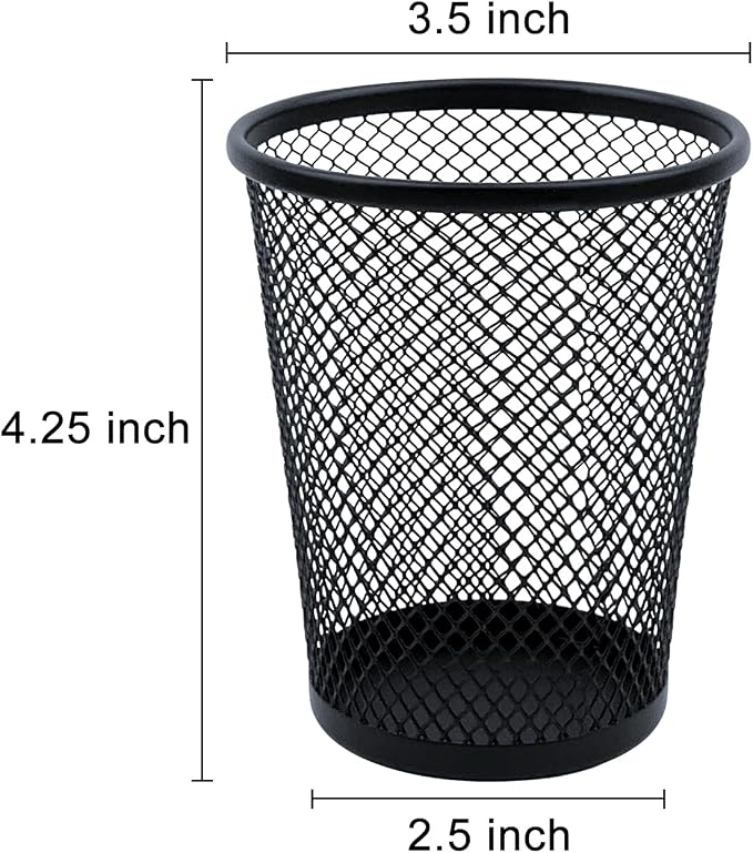 HSYMQ Desk Pencil Pen Holder, Wire Mesh Pen Cup Holder for Desk Organizer and Office Desk Accessories (12 Pack)