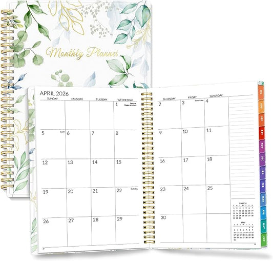 SUNEE Monthly Planner 2026-2027 - 18 Months Calendar Planner from Jul 2026 to Dec 2027, 7"x10" Yearly Planner with Tabs, Spiral Binding, Organizer for School Office Home, Greenery
