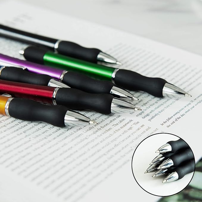 MiSiBao Retractable Ballpoint Pens Black Ink 1mm Medium Point Work Pen Smooth Writing for Men Women Office Business(12 count+4refills)