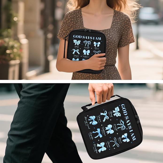 Bible Cover for Women, Bible Holder, Bible Cover With Handles, Bible Carrying Case, Bible Bags With Zipper and Pockets