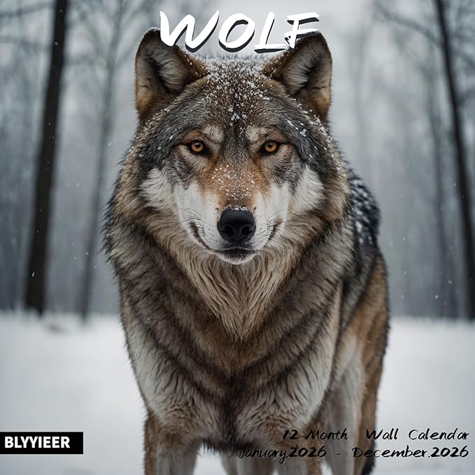 2026 Wall Calendar,Wolf Calendar 2026,Wolf Monthly Wall Calendar, 12" x 24" Open,Family Planner Calendar, Home & Office Organizer,Hangable