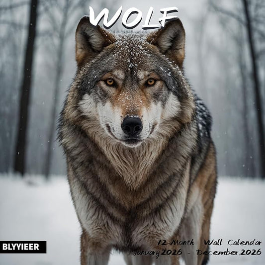 2026 Wall Calendar,Wolf Calendar 2026,Wolf Monthly Wall Calendar, 12" x 24" Open,Family Planner Calendar, Home & Office Organizer,Hangable