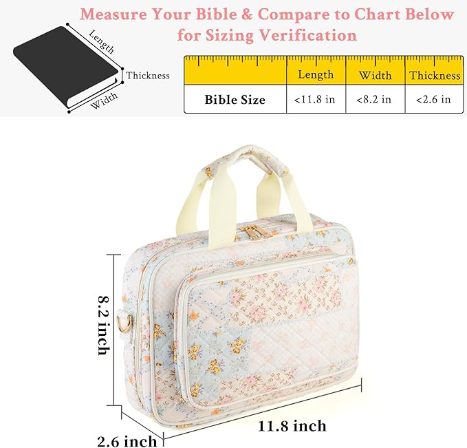 Bible Cover Case for Women, Large Quilted Bible Bag with Bible Study Supplies 5*Sticker & 5*Highlighter & 5*Pen, Stylish Church Bag Journaling Kit, Mothers Day Christian Gifts (Patchwork)