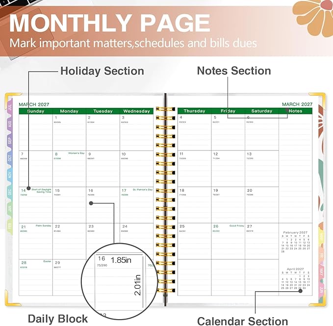 Teacher Planner 2026-2027 Academic Year, Academic Planners for Teachers from July 2026 to June 2027, 8.5"x11" Large Weekly & Monthly Lesson Planner with Pocket & Stickers for School Teachers Supplies