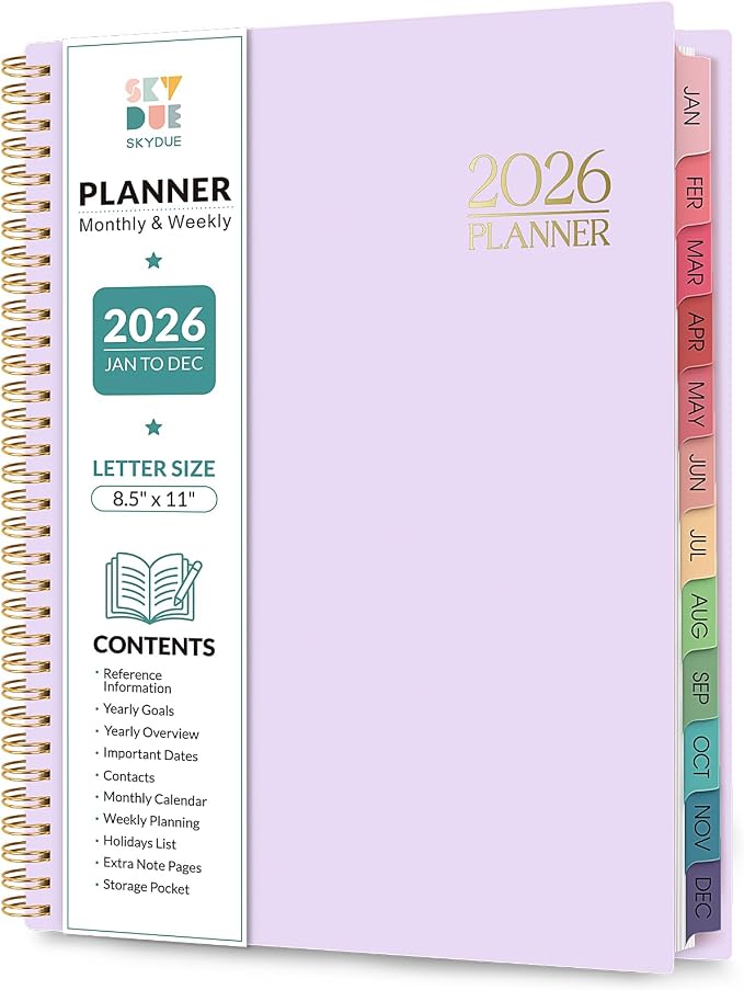 Planner 2026, 8.5" x 11" Monthly & Weekly Planner with Tabs, JAN - DEC 2026, Goal Setting & Time Management Organizer for Professionals & Students