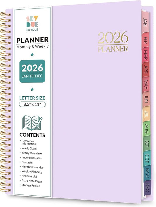 Planner 2026, 8.5" x 11" Monthly & Weekly Planner with Tabs, JAN - DEC 2026, Goal Setting & Time Management Organizer for Professionals & Students