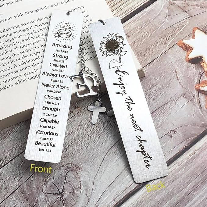 Bible Bookmark for Women Book Lovers Sister Christian Book Marker Gifts for Reader Teens Girls Baptism Birthday Christmas Gift for Coworker Students Bookish Easter Gifts (Silver-E)