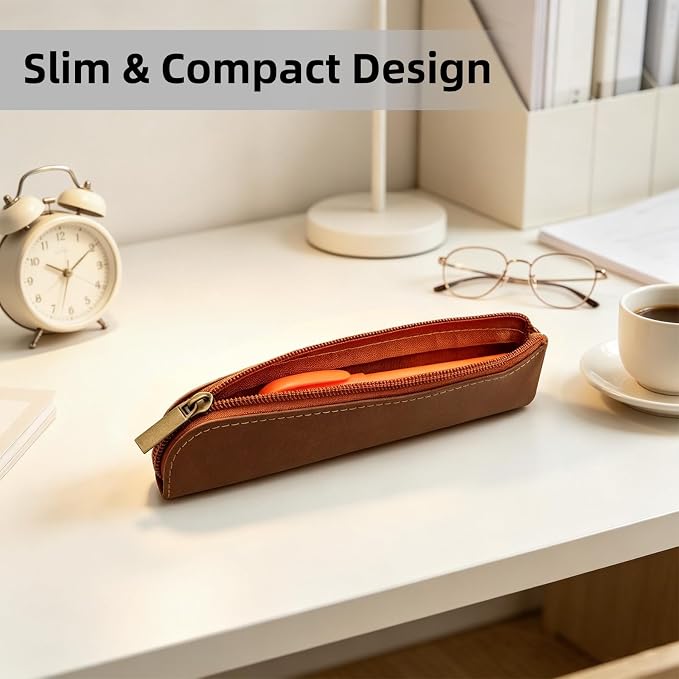 1 Piece Stationery Bag Pen Holder Pouch Portable Organizer Compact Premium Faux Leather Storage for Business Person