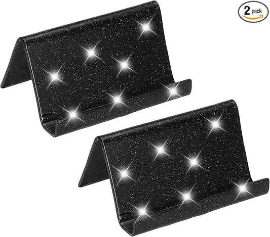 PATIKIL Business Card Holder for Desk, 2Pcs Acrylic Business Card Holders Shine Card Stand Organizer Cards Display for Office Exhibition, Black