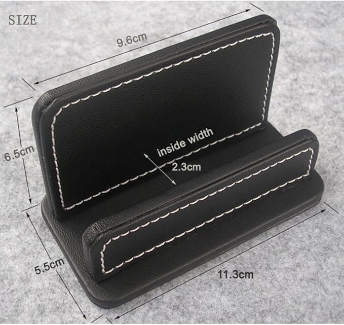 KINGFOM 3PCS/SET Desk Organizers and Accessories, Pu Leather Office Supplies Organization Set with Tissue Holder, Pencil Holder and Business Name Cards Stand Black
