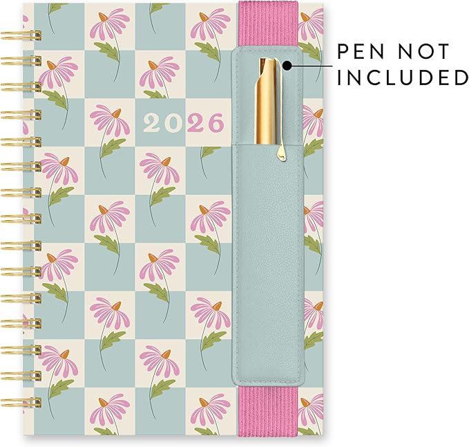 Orange Circle Studio Academic Planner 2026, Coneflower, 17-Month Oliver Planners, Wire-O Bound Monthly Calendar Book, Appointment, Goal & Budget Trackers, Includes 100 Full Color Stickers