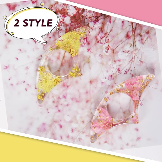 Book Page Holder, Tumwisk 2PCS Reading Accessories, Handmade Dried Flower Thumb Page Holder, Reading Accessories for Book Lovers, Resin Thumb Bookmark Gifts for Readers（Pink and Yellow