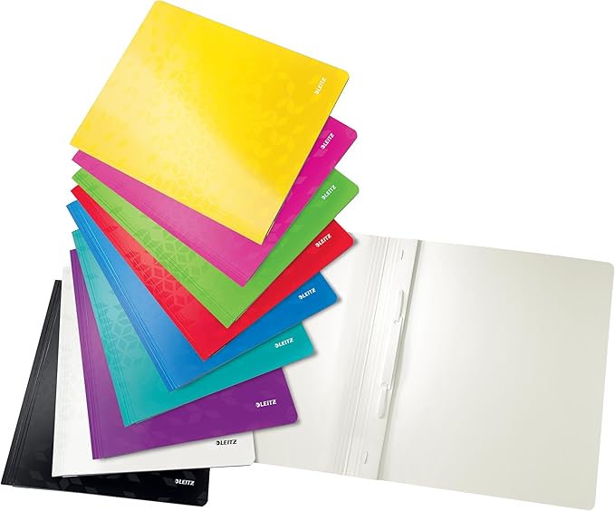 Leitz A4 Laminated Card Report Files, Pack of 10, 250 Sheet Capacity, Yellow, Wow Range, 30010016