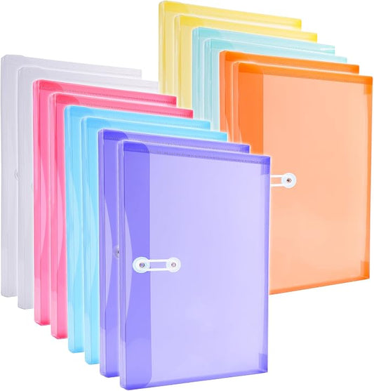 Legal Size Plastic Envelopes with String Tie Closure, 1-1/4" Expansion Clear Poly Envelope Side Loading File Folder Document Organizer for Legal Size Paper, Filing Folders, Office School Home (14)