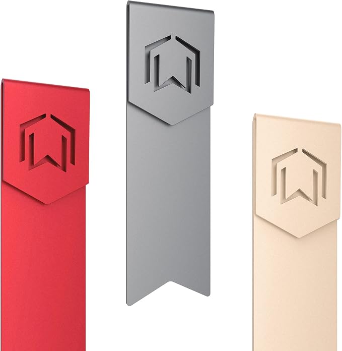 CZUR Mental Bookmark for Men, Stylish Bookmarks, Teacher Valentine Gift, Unique Gift for Women, Men, Readers, Light&Durable Reward Bookmark with ANODIZING Technology, SuperGrip U-Shape Design-3 Pieces
